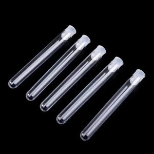50개/팩 12x100mm 투명 실험실용 플라스틱 시험관 푸시 캡이 있는 바이알 학교 실험실 용품