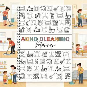 ADHD 청소 플래너 세트 가정 정리 일정표 주간 및 월간 집안일 차트 가족 청소 팁 연중 실행