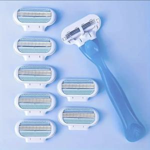 여성용 안전 면도기 3중 스테인리스 스틸 수동 면도날 바디 헤어 비키니 겨드랑이 허벅지 면도기 휴대용 면도기