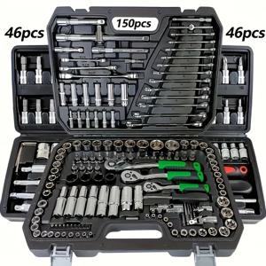 150/46개 자동차 기계 수리 도구 세트, 다기능 소켓, 렌치 및 라쳇 세트, 자동차 수리, 기계 도구 키트