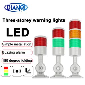 산업용 회전식 180 스택 LED 알람 경고등, CNC 기계용, DC 12V 24V AC 110V 220V, 꾸준한 깜박이 조명