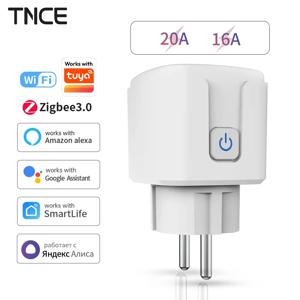 TNCE Tuya WiFi/Zigbee 16A/20A EU 플러그(전원 모니터 포함) 스마트 홈 플러그 원격 제어 타이머 지원 음성 Google 홈 Alexa