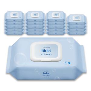 80매 20팩 대용량 즐거운집 비데티슈 순수 비데물티슈 저자극 잘녹는 화장실용 두꺼운 천연펄프 저자극