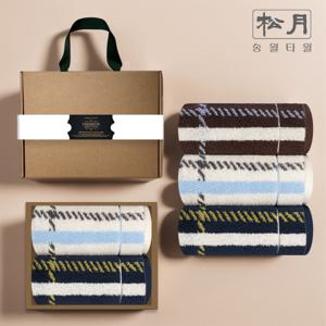 송월타올 송월갤러리 CM체크라인 프리미엄 호텔타올 2P 고급 선물세트 고급 손잡이 박스+고급 띠지