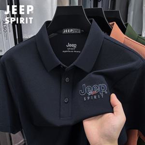 JEEP SPIRIT 남성 반팔 폴로셔츠 여름 캐주얼 비즈니스 자수 로고 피케 원단