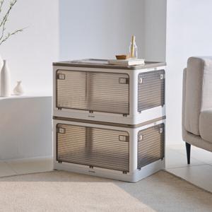 대형 접이식 리빙박스 폴딩 투명 플라스틱 펜트리 수납함 옷 이불 정리함 55L