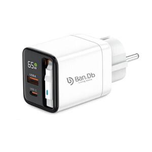 반디비 65W 릴케이블 충전기 GaN PD 접지형 멀티 2포트 초고속 충전 어댑터