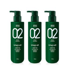 1+1+1 아모스 녹차실감 샴푸액 지성 500g (무료배송)