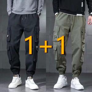 1+1 남성 여름 얇은 카고 바지 남자 빅 사이즈 와이드 내마모 작업 캐주얼 조거 팬츠