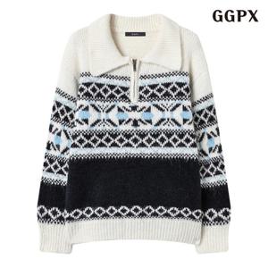 GGPX 반집업 카라 노르딕 긴팔 니트 (GPDKT026D)