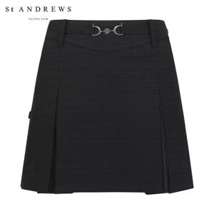 [세인트앤드류스] 여성 우븐 믹스 플리츠 체크 큐롯 스커트