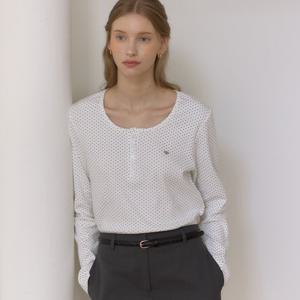 [아워호프] 도트 헨리넥 슬리브 티셔츠 - White [HK26SP-TS09-WHI]