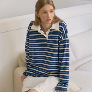 [아워호프] 라일리 스트라이프 카라 티셔츠 - Navy [HK26SP-TS16-NAV]