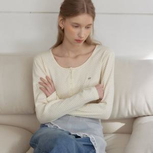 [아워호프] 도트 헨리넥 슬리브 티셔츠 - Yellow [HK26SP-TS09-YEL]