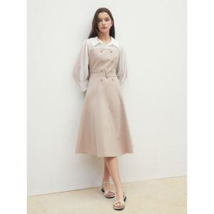 [제이제이 지고트]셔츠 배색 버튼 플레어 원피스 (GR4M0OP901)