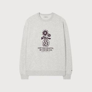 커버낫긴팔티 JQS CO2601CR13-HG 플라워 그래픽 맨투맨 헤더 그레이