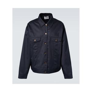 미우미우 로고 코튼 치노 블루종 재킷 P00942620