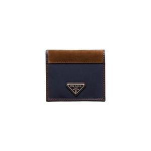 프라다 리나일론 앤 레더 월렛 블루 커피 2MO004-384-F0C1B