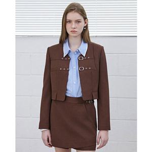 [에고이스트] ER3WJ860 버클 디테일 V넥 크롭 자켓 (25년 가을) ER3WJ860