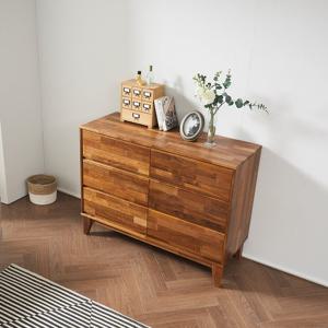 [로쏘가구](착불) 이테드 멀바우 원목 3단 와이드 서랍장