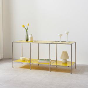 (착불)우아미가구 오렘므 미드센츄리모던 1x3 모듈 유리 선반장