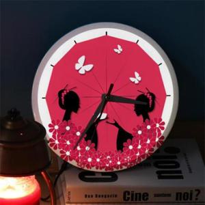 아트박스/꾸밈 ng413-LED시계액자25R_일본전통우산속여인