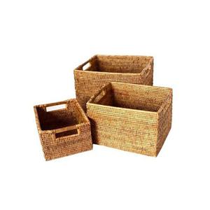 BIK 라탄 오픈 바스켓 우드 핸들 S NO BK045 미얀마 라탄 오픈바스켓 우드핸들 스몰 BK045