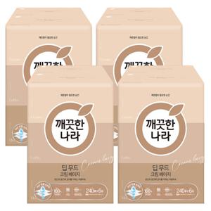 깨끗한나라 딥무드 크림 베이지 미용티슈 240매 6입x4팩