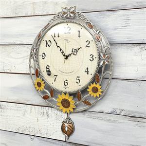 데일리데코 러버블 엔틱 무소음 해바라기 추 시계 벽시계 추시계 아날로그시계 해바라기시계