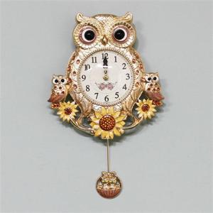 해바라기부엉이-추 금도금 무소음 벽시계 해바라기시계 부엉이시계 추시계 인테리어벽시계 벽걸이시계