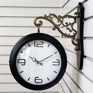 GB2255 무소음 모던 양면 벽시계 진밤색 제조한국 양면시계 무소음시계 인테리어벽시계 집들이선물