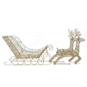 140cm LED 골드 반짝이 사슴 썰매 장식 세트 크리스마스장식 사슴썰매 루돌프썰매 대형장식 산타썰매