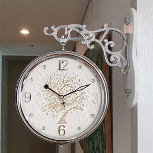 행운나무 무소음 양면시계 (아이보리) 양면벽시계 벽시계 벽걸이시계 인테리어벽시계