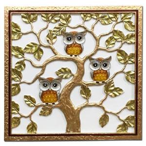 부엉이 나무 부조액자 HC16 옐로우 부엉이액자 코너액자 풍수액자 인테리어액자 인테리어소품