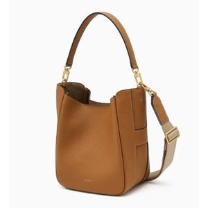 [헤지스ACC] 브라운 로고프린트 소가죽 숄더백 HIBA6E315W1