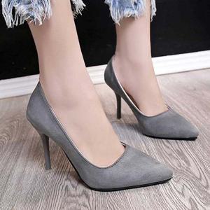 심플 스웨이드 뾰족코 펌프스힐 스틸레토 하이힐 11cm