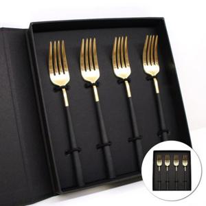 커트러리 벨로아이녹스 블랙 골드 디저트 포크 선물 4p 세트