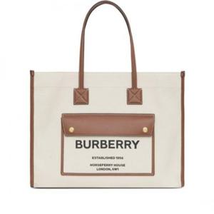 라프리마 버버리 투톤 캔버스 앤 레더 미디엄 Freya 토트 프레야 8044129