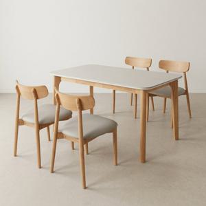 스코나 클라시 포세린 세라믹 원목 1400 4인 식탁 세트(원목의자4개)