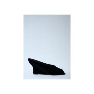 26 SS 토템 여성 벨벳 오픈 토 웨지 뮬 tot0263055blk