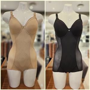 [와코루 란제리] CD컵 뱃살속 미듐타입 몰드컵 바디슈트  올인원 (WBT102MC-BK SK) WBTM102C