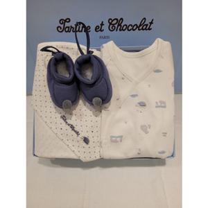 [쇼콜라] 쇼콜라 베이가운싸개덧신3종세트 (TNNWNG04UJ)남아임신출산선물 TNNWNG04UJ