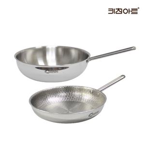 키친아트 퀸 인덕션 통5중 304스텐 후라이팬세트 웍28+엠보 후28