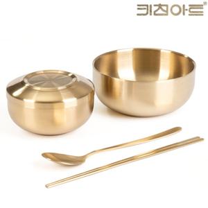 키친아트 티타늄 이중 밥 국그릇 수저세트 합식기 1인 공기 대접