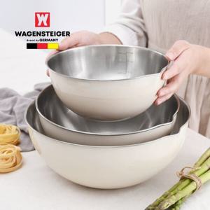 베이지 믹싱볼 3종세트 눈금 베이킹 스텐볼 샐러드볼