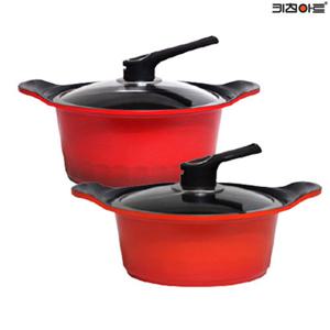 키친아트 S100G 주물냄비 세라믹코팅 냄비세트 2종D 양20+양24