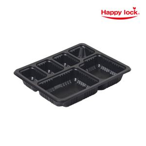 해피락 소량 일회용 실링용기 23193-6A(6칸) 블랙 100개