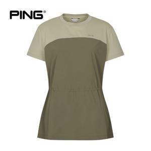 [PING] 여성 뒷트임 허리스트링 반팔 티셔츠