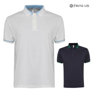 페라어스 남성 니트배색 카라 골프 반팔셔츠 CTM44R2050