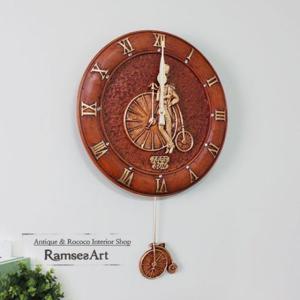 바이크젠틀신사 브라운 무소음 인테리어 벽시계 선물 앤틱